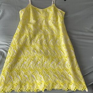 Crown & Ivy Yellow Lace Mini Dress
